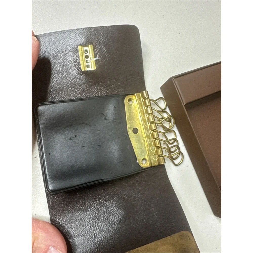 Vintage Men's Amity Tri Fold Key Holder‎ Brown Cowhide Leather +NEW Box